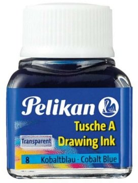 Pelikan 523 Drawing Ink Çini Çizim Mürekkebi 10ml Transparent No 08 Cobalt Blue