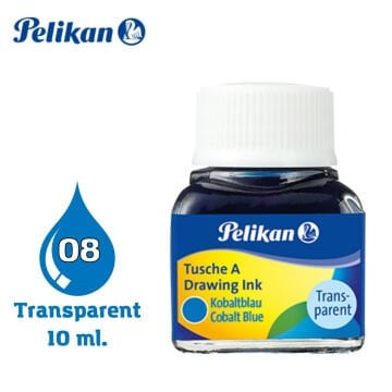 Pelikan 523 Drawing Ink Çini Çizim Mürekkebi 10ml Transparent No 08 Cobalt Blue