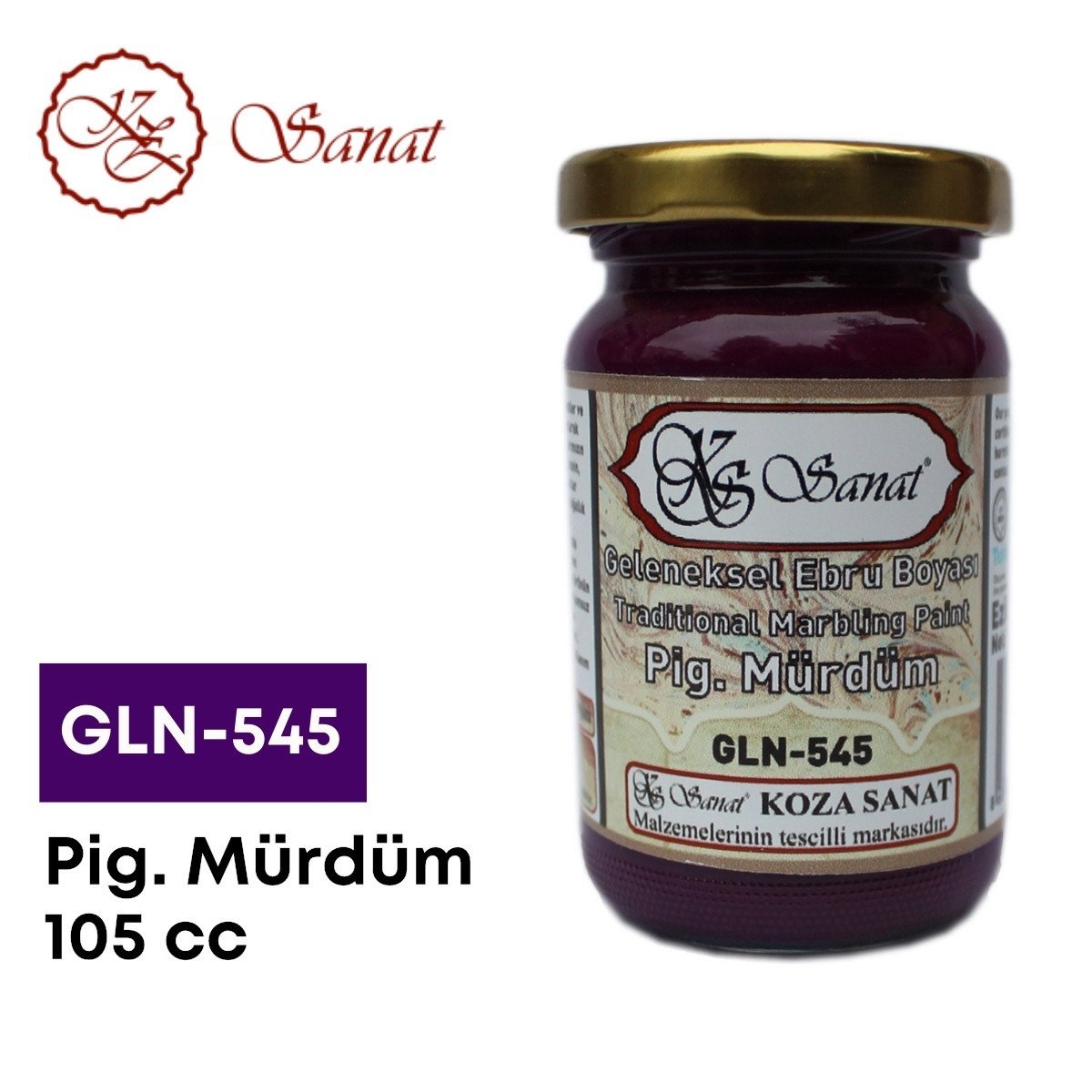 Koza Sanat Geleneksel Ebru Boyası 105cc GLN-545 Pigment Mürdüm