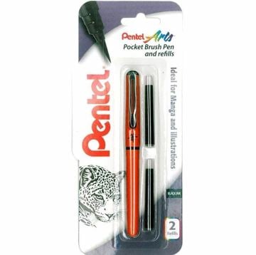 Pentel Arts Brush Pen Fırça Uçlu Çizim Kalem Seti 2 Yedekli Turuncu