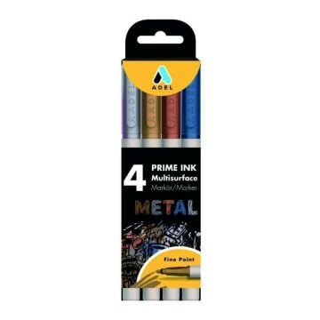 Adel Prime Ink Multisurface Marker 4lü Metalik