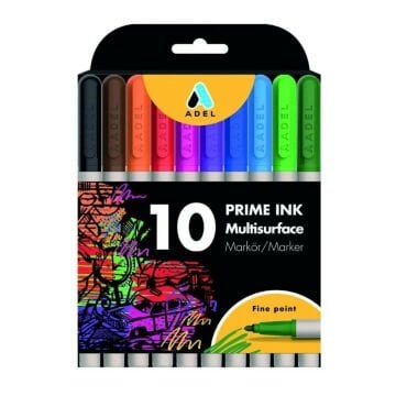 Adel Prime Ink Multisurface Marker 10lu Klasik