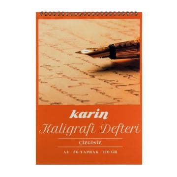 Karin Kaligrafi Defteri A4 110gr 50yp Spiralli Çizgisiz