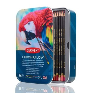 Derwent Chromaflow Kuru Boya Kalem Seti Metal Kutu 36lı