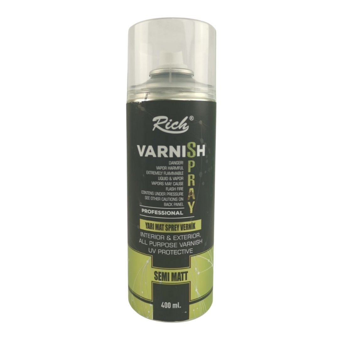 Rich Solvent Bazlı Sprey Vernik 400ml Semi Matt Yarımat