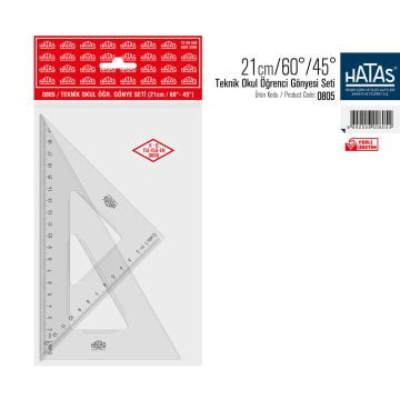 Hatas Teknik Okul Öğrenci Gönye Seti 21x60° ve 45°