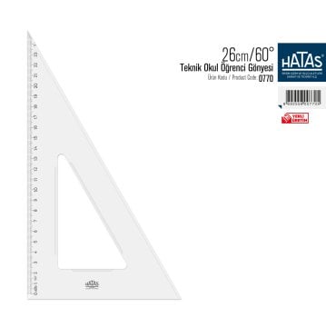 Hatas Teknik Gönye Şeffaf 25cm 60°