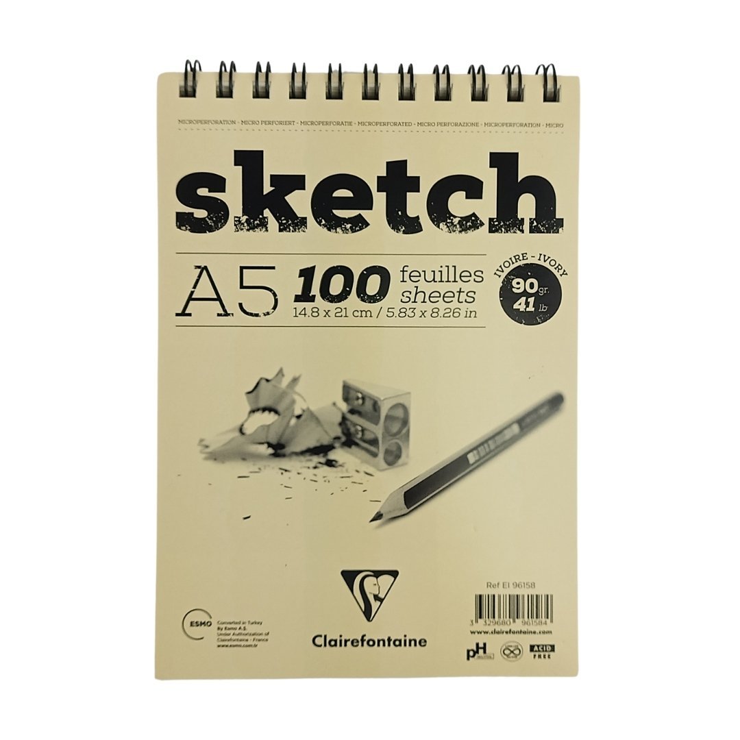 Clairefontaine Spiralli Sketch Eskiz Çizim Defteri A5 90gr 100yp