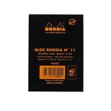 Rhodia Bloknot A7 Siyah 80gr Çizgili 80yp