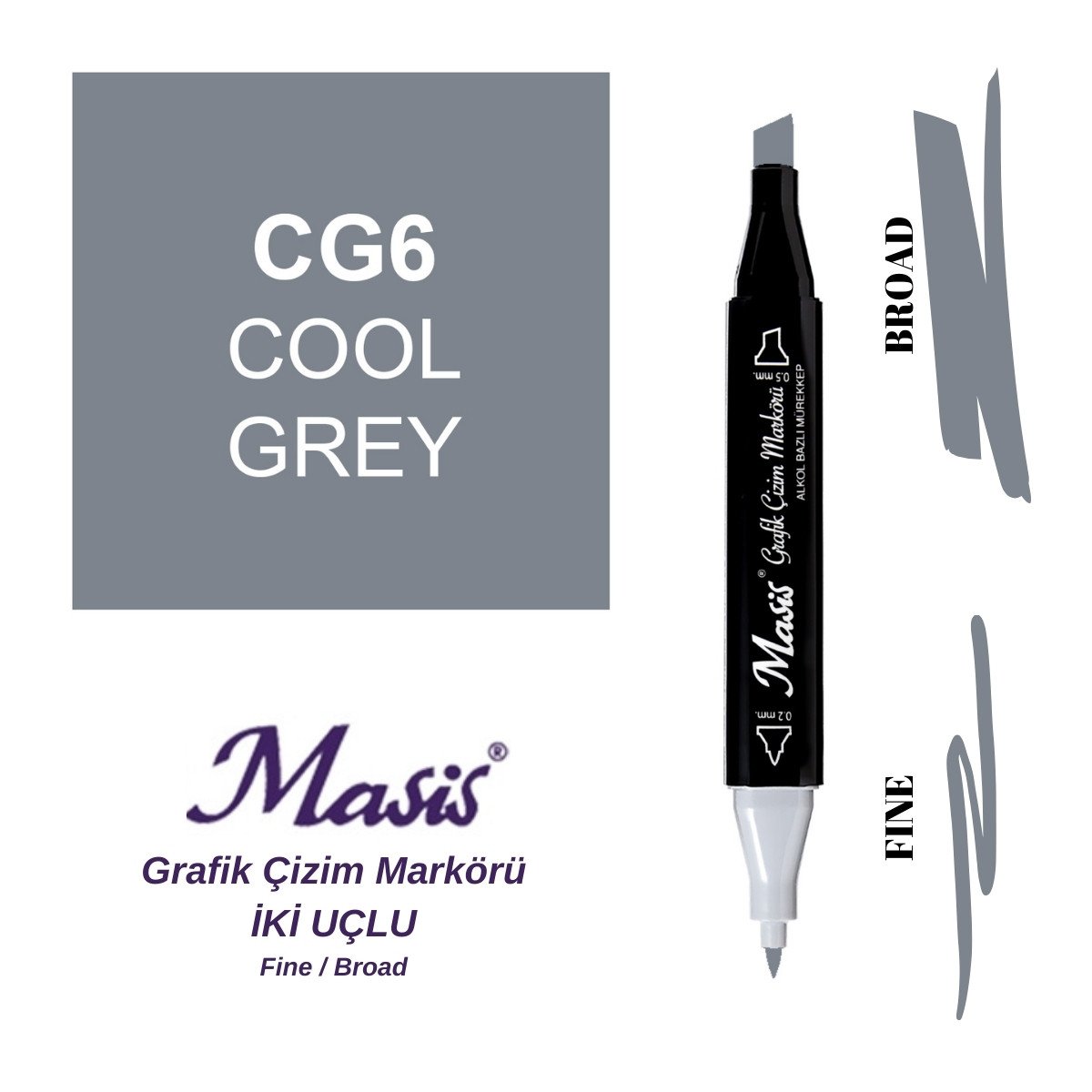 Masis Twin Çift Uçlu Marker Kalemi CG6 Cool Grey