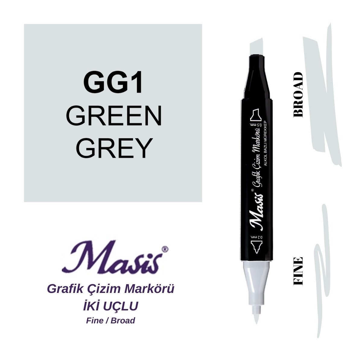 Masis Twin Çift Uçlu Marker Kalemi GG1 Green Grey