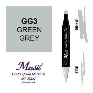 Masis Twin Çift Uçlu Marker Kalemi GG3 Green Grey