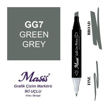 Masis Twin Çift Uçlu Marker Kalemi GG7 Green Grey