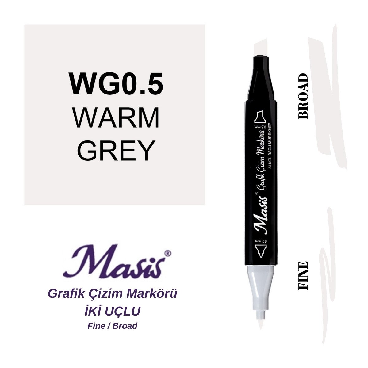 Masis Twin Çift Uçlu Marker Kalemi WG0.5 Warm Grey