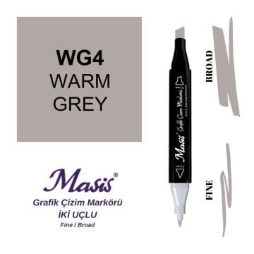 Masis Twin Çift Uçlu Marker Kalemi WG4 Warm Grey