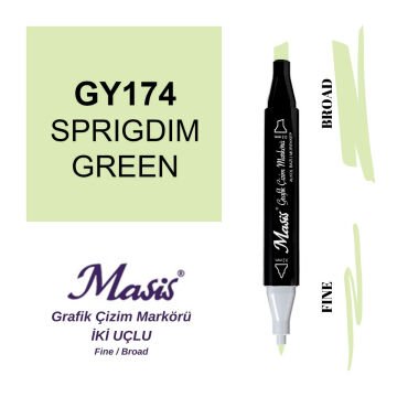 Masis Twin Çift Uçlu Marker Kalemi 174 Sprigdim Green