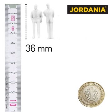 Jordania Maket Beyaz İnsan Figürü 1/50 36mm 10lu