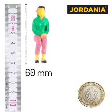 Jordania Maket Boyalı İnsan Figürü Oturan 1/25 60mm 2li