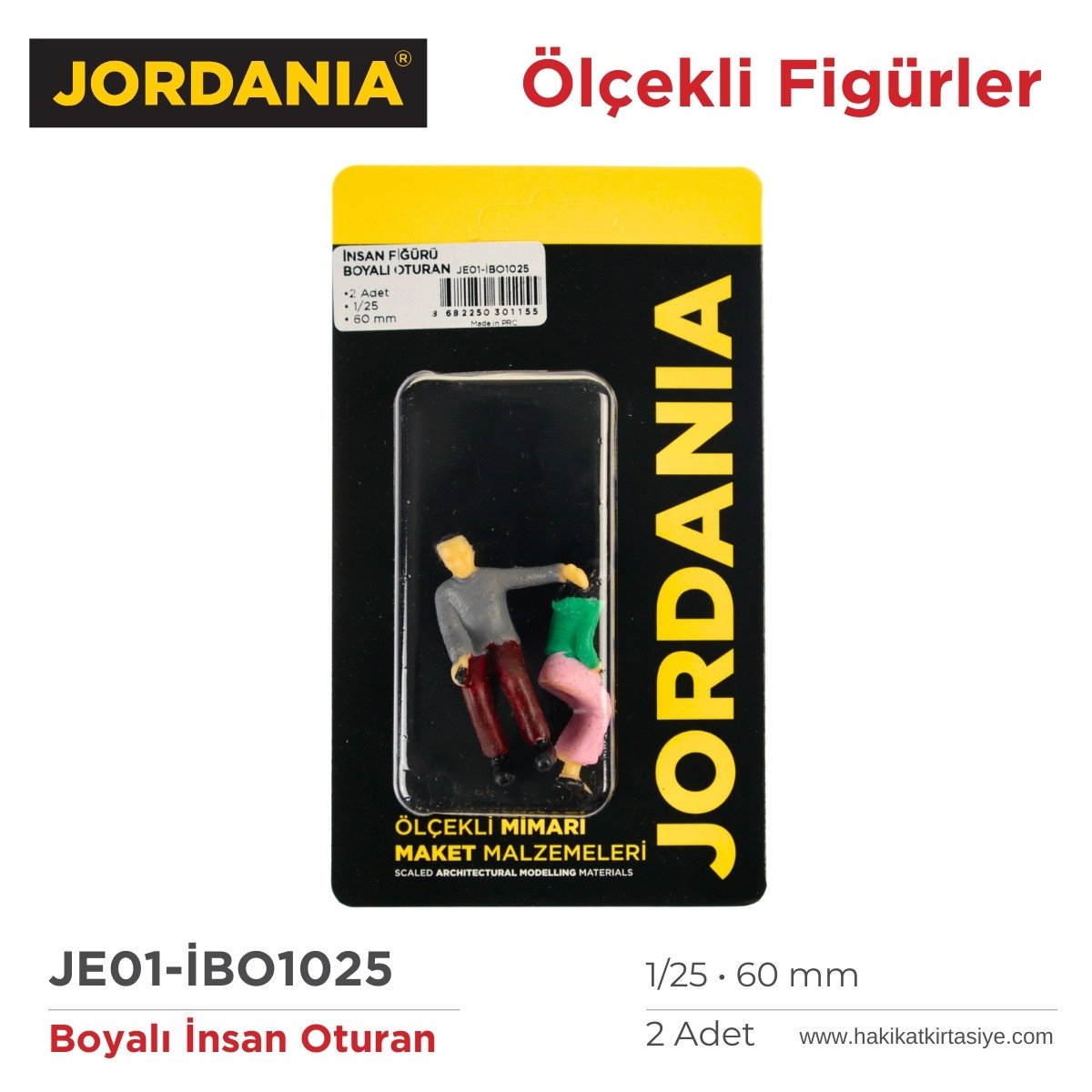 Jordania Maket Boyalı İnsan Figürü Oturan 1/25 60mm 2li