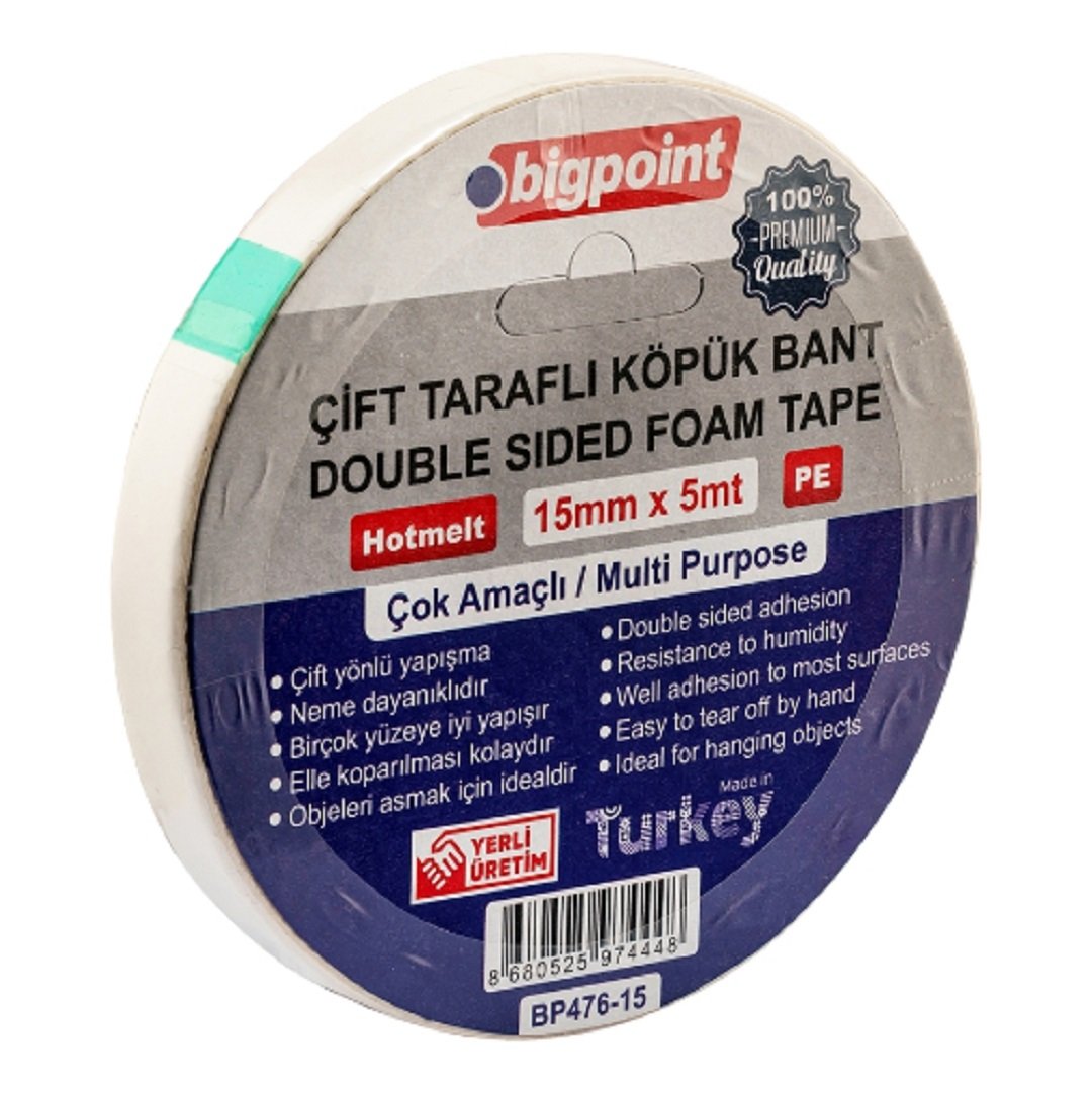 Bigpoint Çift Taraflı Köpük Bant 15mmx5m