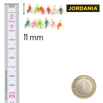 Jordania Maket Boyalı İnsan Figürü Oturan 1/100 11mm 12li
