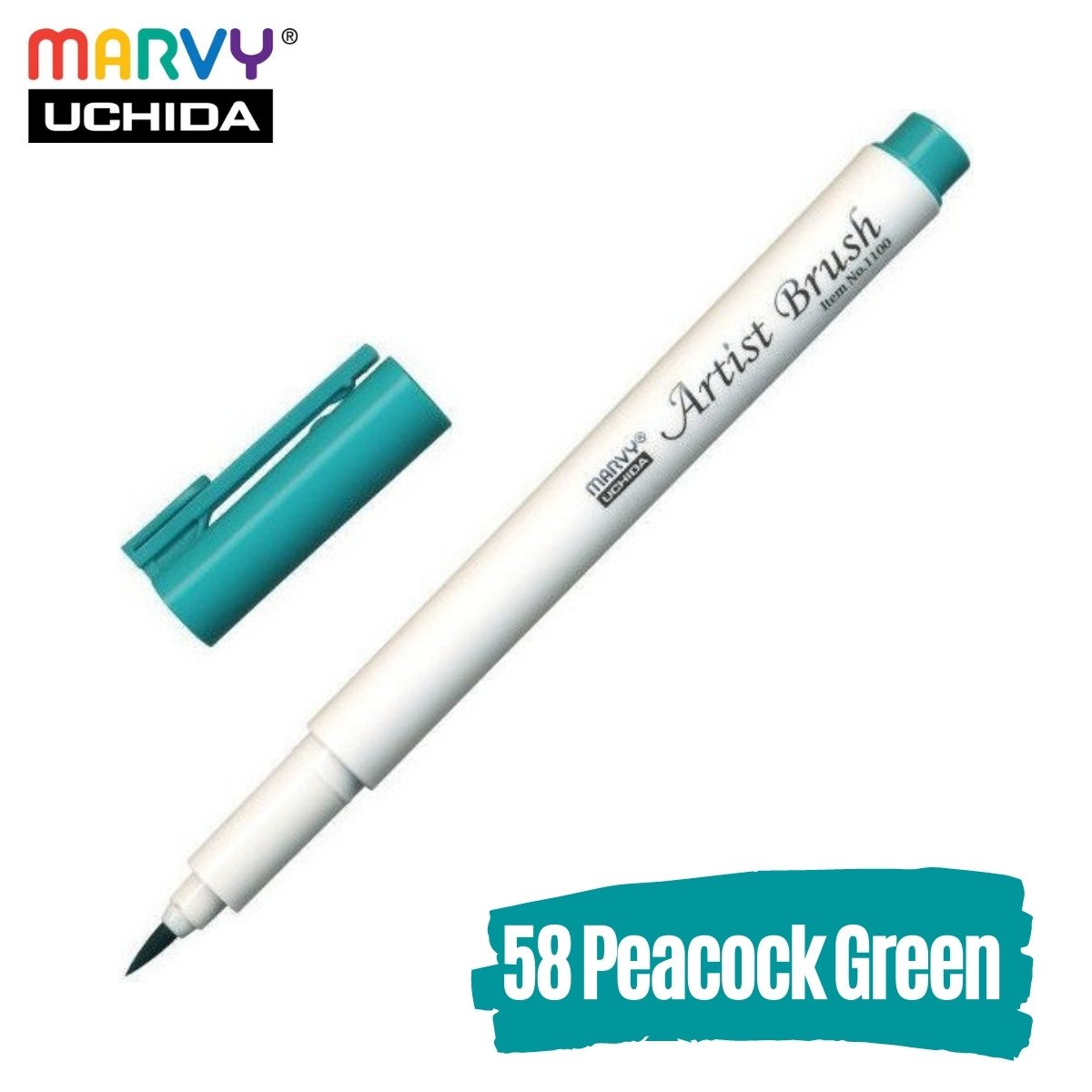 Marvy Artist Brush Pen 1100 Firça Uçlu Kalem 58 Peacock Green