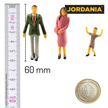 Jordania Maket Boyalı İnsan Figürü Aile 1/30 60mm 3lü