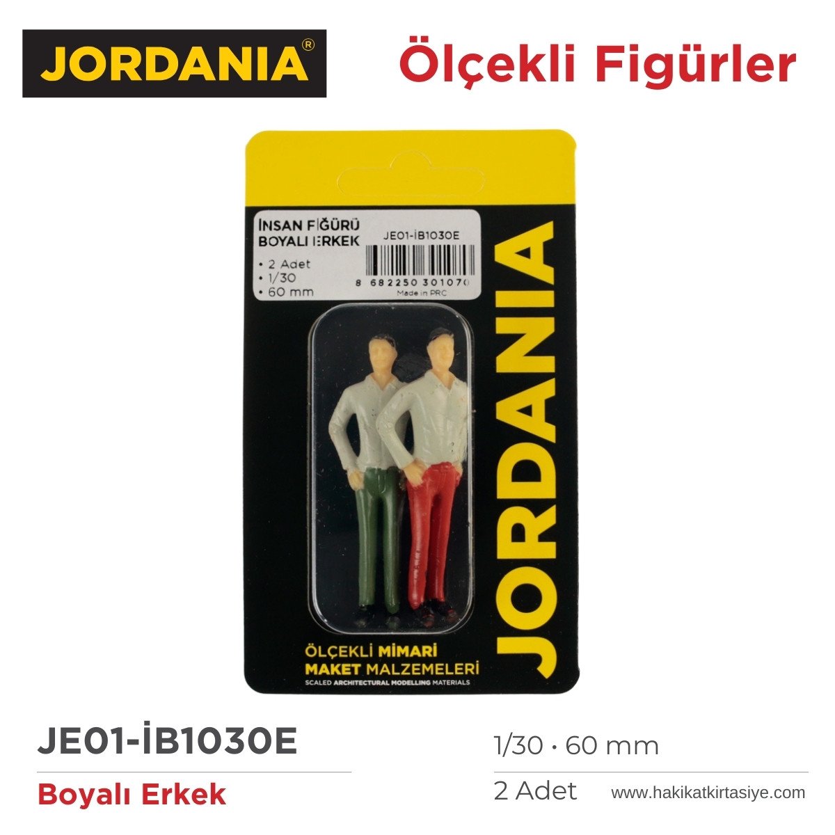 Jordania Maket Boyalı İnsan Figürü Erkek  1/30 60mm 2li