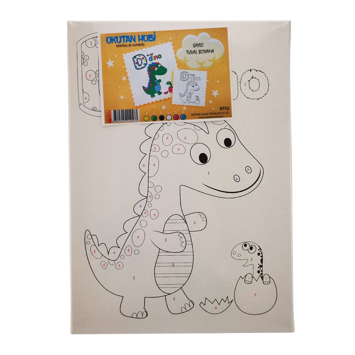 Okutan Hobi Sayılarla Boyama Şaseli Tuval Seti 25x35cm Dino