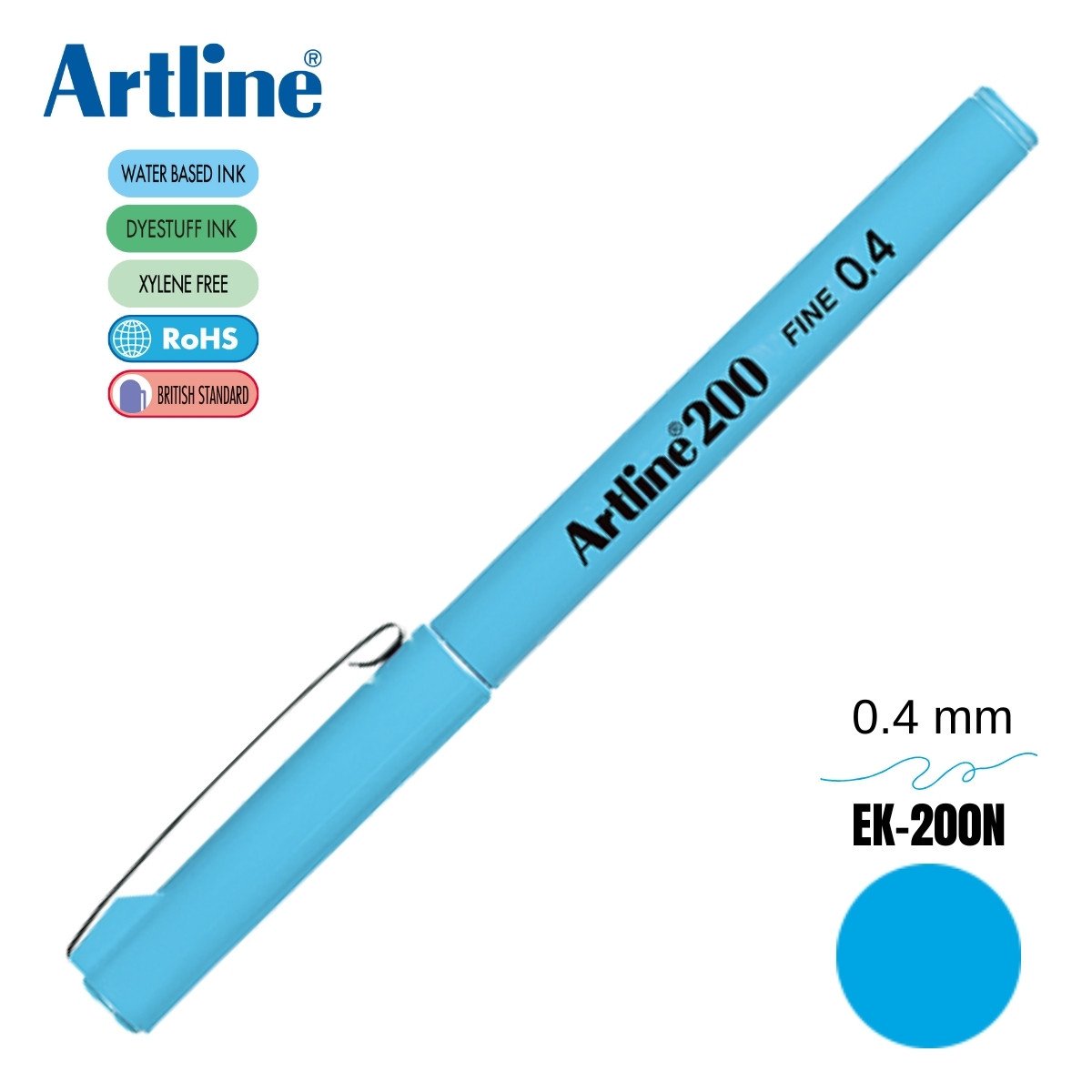 Artline 200 Fine Keçe Uçlu Yazı Kalemi 0.4mm Açık Mavi
