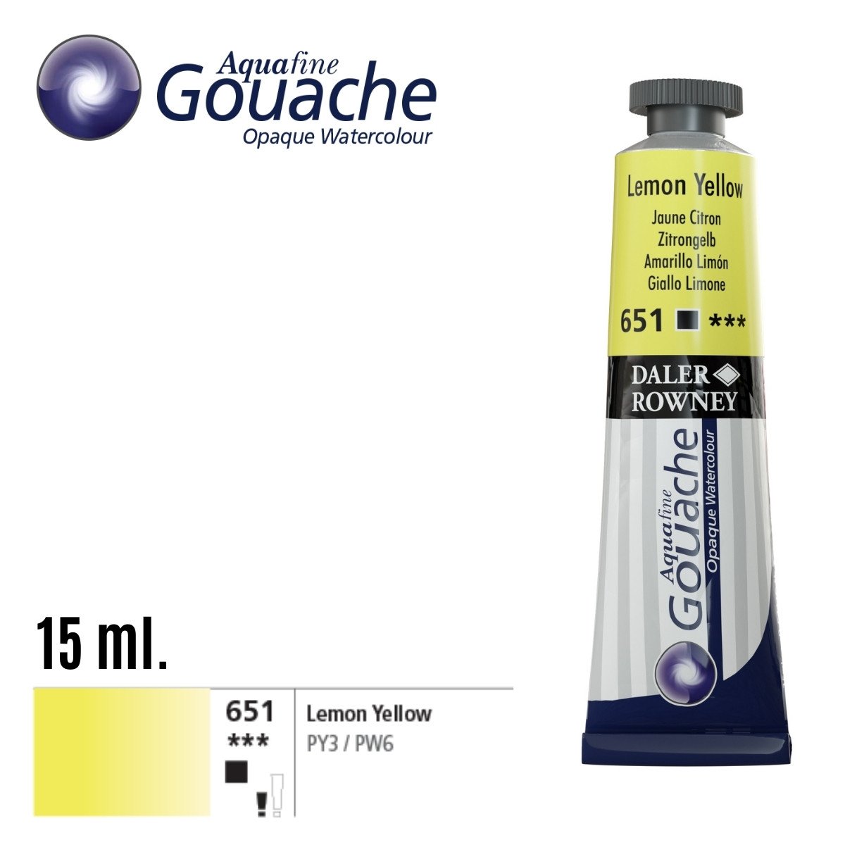 Daler Rowney Aquafine Guaj Boya Tüp 15ml 651 Lemon Yellow