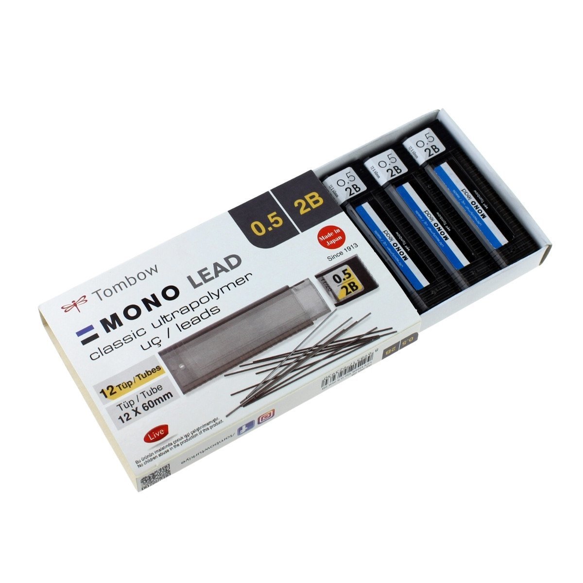 Tombow Mono Lead Kalem Ucu 0,5mm 2B 12li Tüp-12 Adet