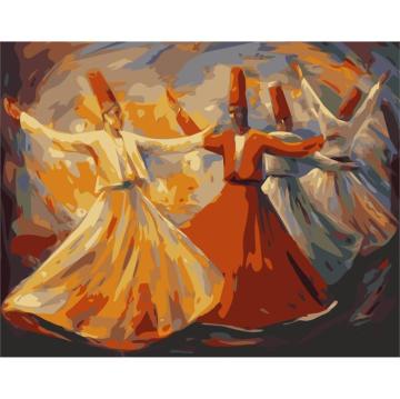 Sayılarla Boyama Seti - Numaralı Tuval Boyama 40x50cm - Rumi Mevlevi