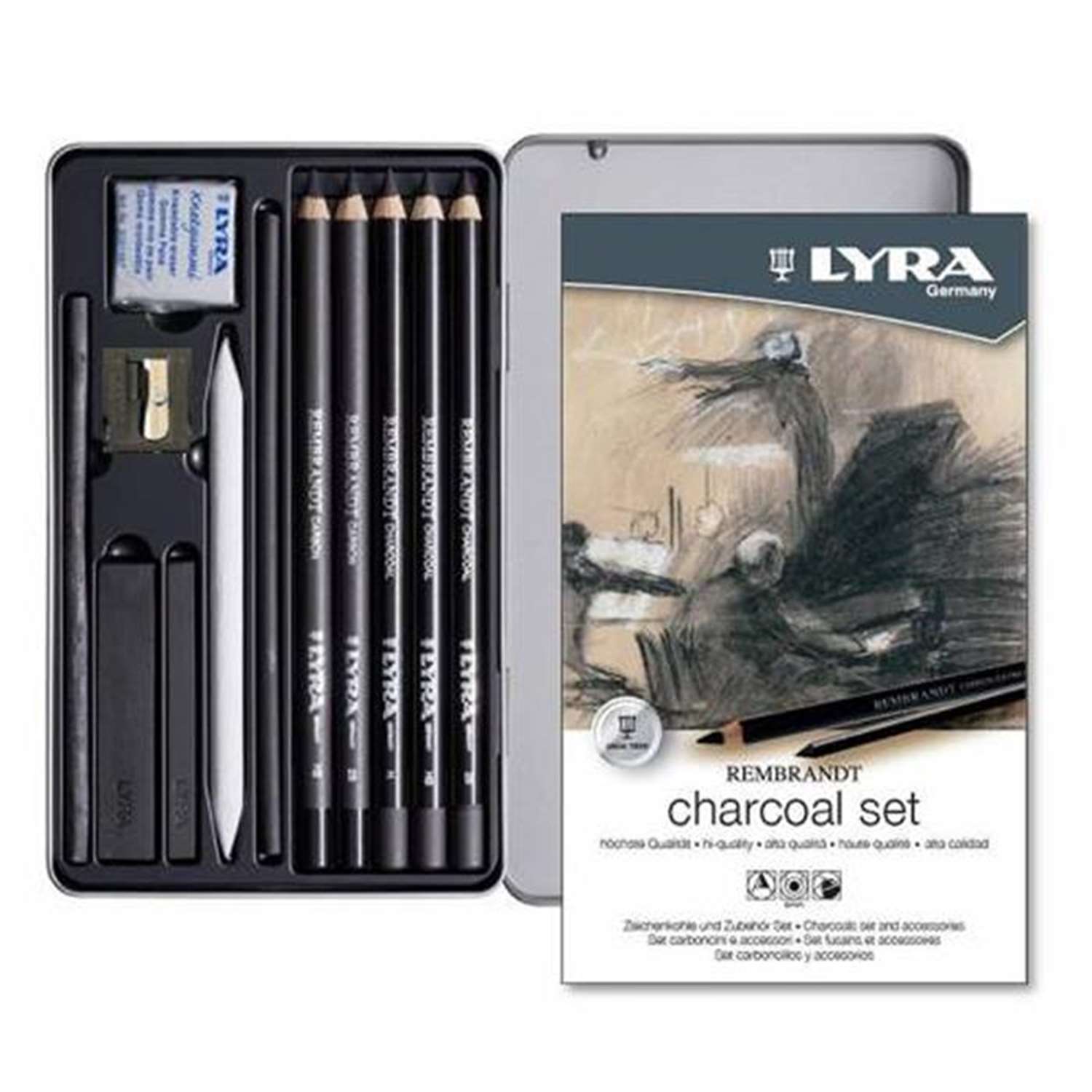 Lyra Rembrandt Charcoal 11li Metal Kutulu Karakalem Seti