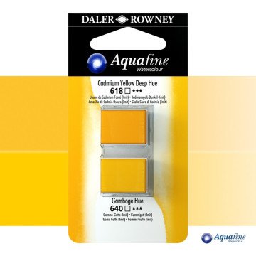 Daler Rowney Aquafine 2li Sulu Boya Tableti 618 Cadmium Yellow Deep Hue - 640 Gamboge Hue