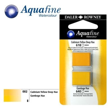 Daler Rowney Aquafine 2li Sulu Boya Tableti 618 Cadmium Yellow Deep Hue - 640 Gamboge Hue