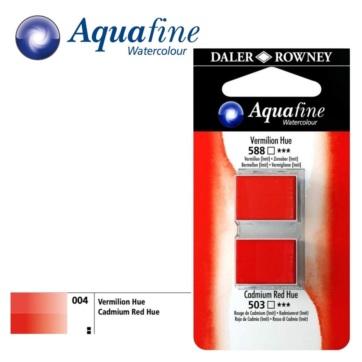 Daler Rowney Aquafine 2li Sulu Boya Tableti 588 Vermilion Hue - 503 Cadmium Red Hue