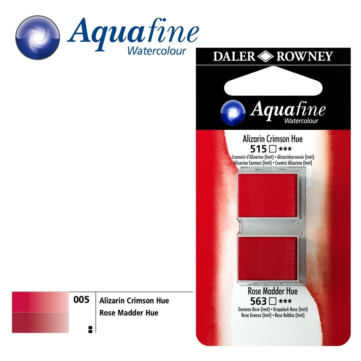 Daler Rowney Aquafine 2li Sulu Boya Tableti 515 Alizarin Crimson Hue - 563 Rose Madder Hue