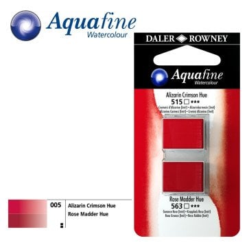 Daler Rowney Aquafine 2li Sulu Boya Tableti 515 Alizarin Crimson Hue - 563 Rose Madder Hue