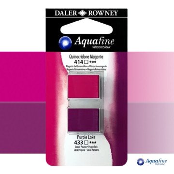 Daler Rowney Aquafine 2li Sulu Boya Tableti 414 Quinacridone Magenta - 433 Purple Lake