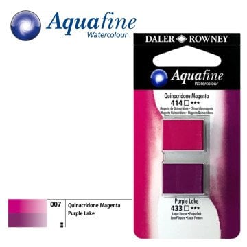 Daler Rowney Aquafine 2li Sulu Boya Tableti 414 Quinacridone Magenta - 433 Purple Lake