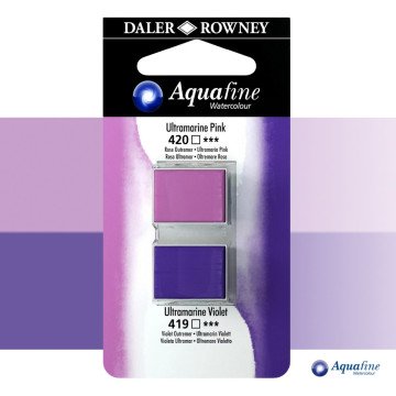 Daler Rowney Aquafine 2li Sulu Boya Tableti 420 Ultramarine Pink - 419 Ultramarine Violet