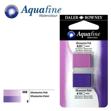 Daler Rowney Aquafine 2li Sulu Boya Tableti 420 Ultramarine Pink - 419 Ultramarine Violet