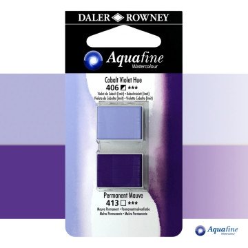 Daler Rowney Aquafine 2li Sulu Boya Tableti 406 Cobalt Violet Hue - 413 Permanent Mauve