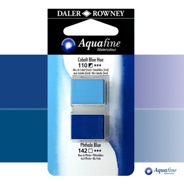 Daler Rowney Aquafine 2li Sulu Boya Tableti 110 Cobalt Blue Hue - 142 Phthalo Blue