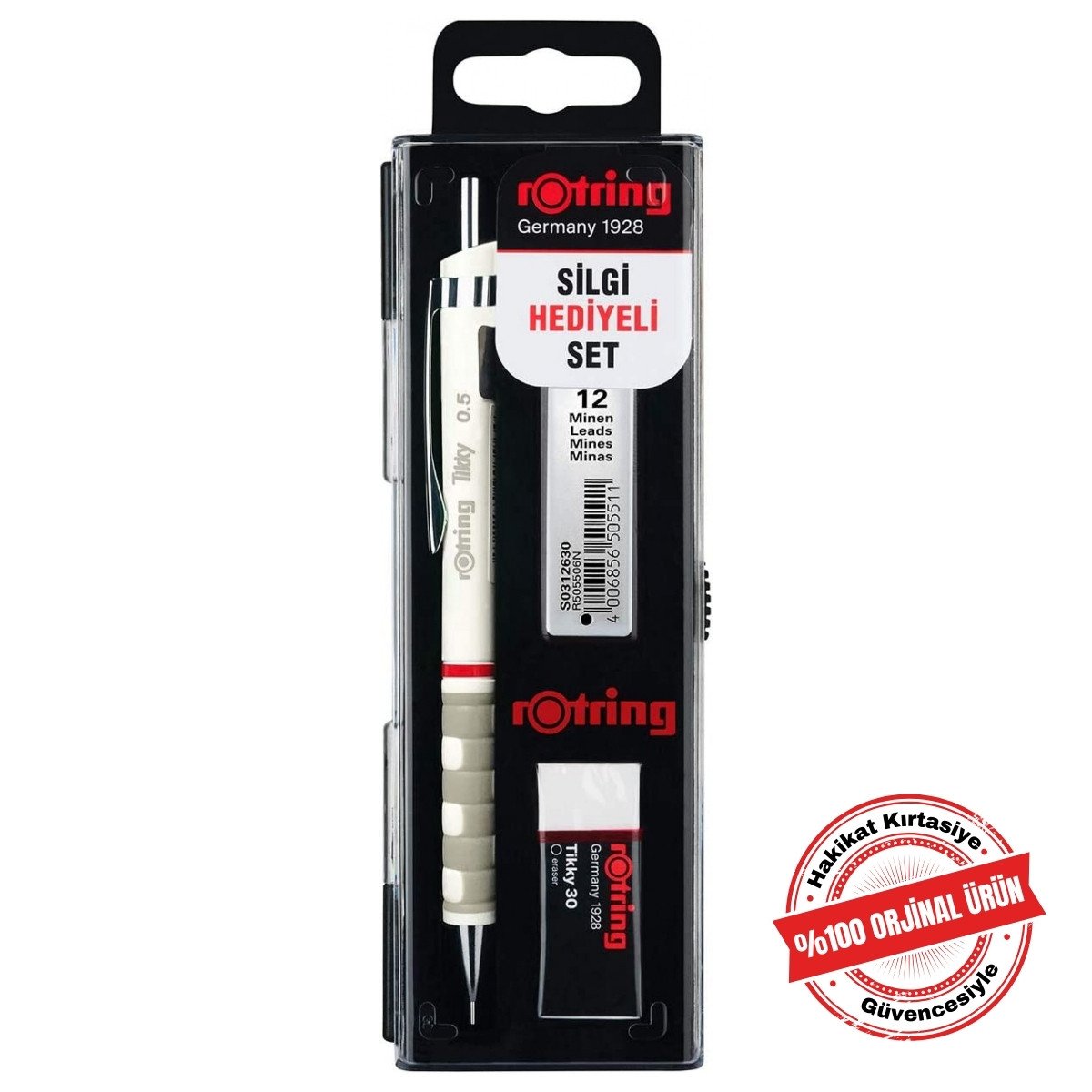 Rotring Tikky Grafik Teknik Çizim Kalemi Silgi Hediyeli Set 0.5mm Beyaz