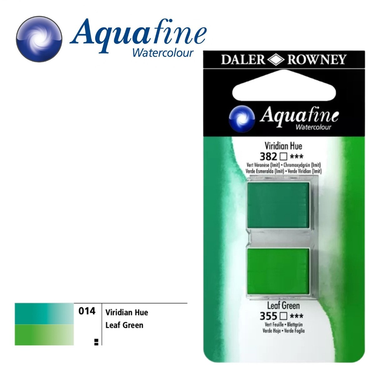 Daler Rowney Aquafine 2li Sulu Boya Tableti 382 Viridian Hue - 355 Leaf Green