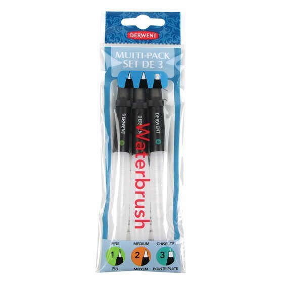 Derwent Waterbrush Su Hazneli Fiber Uçlu Fırça 3lü Set