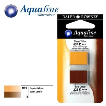 Daler Rowney Aquafine 2li Sulu Boya Tableti 634 Naples Yellow - 223 Burnt Umber