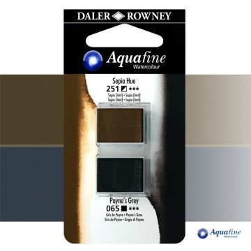 Daler Rowney Aquafine 2li Sulu Boya Tableti 251 Sepia Hue - 065 Paynes Grey